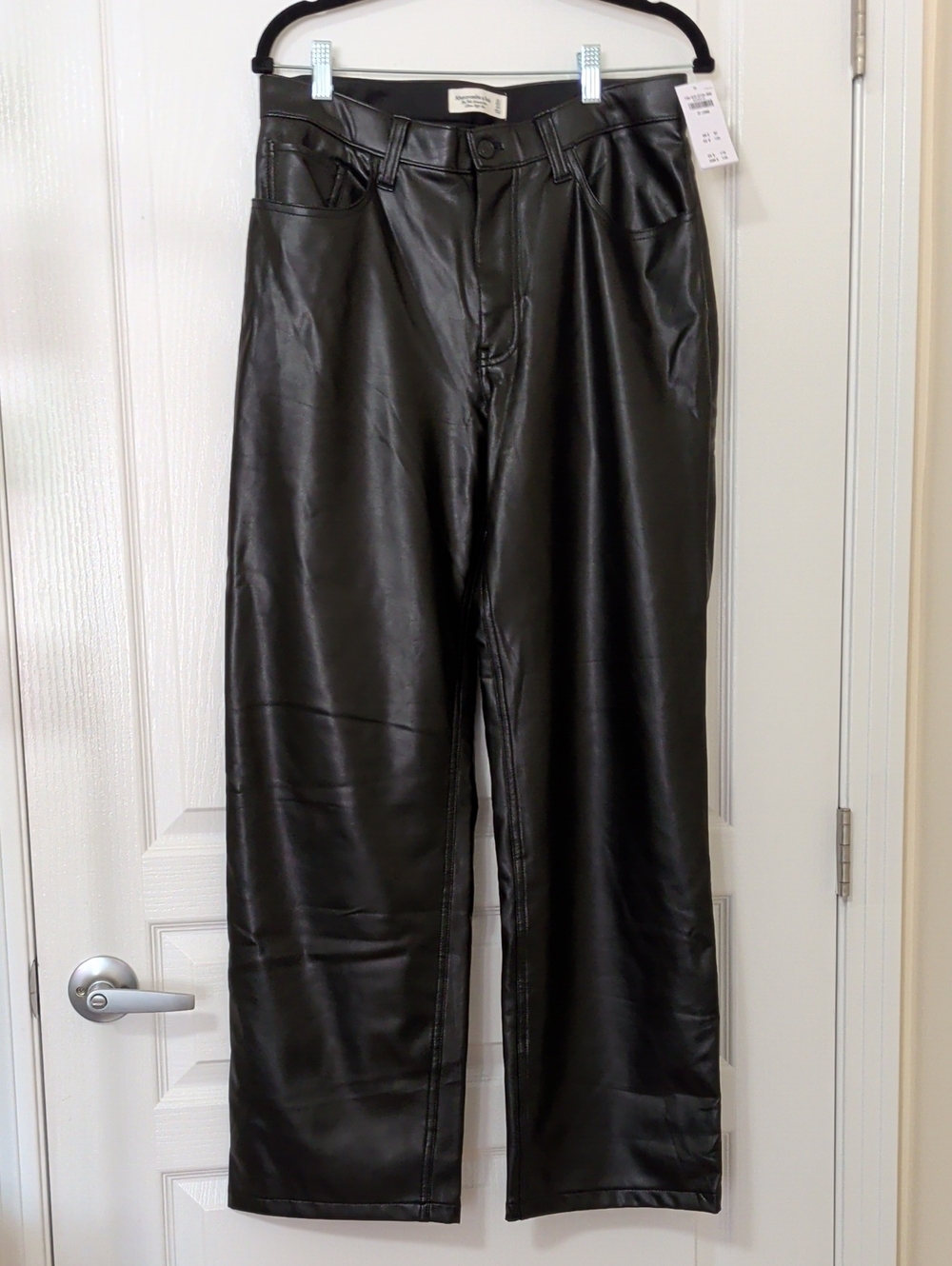 Abercrombie & Fitch Black Faux Leather boot Cut Pants New With Tags
